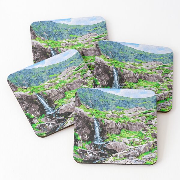 Item preview, Stunning watercolor of Conor Pass waterfall on Dingle Peninsula, Ireland designed and sold by GestaltImagery.