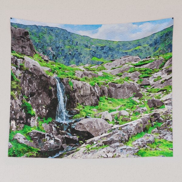 Item preview, Stunning watercolor of Conor Pass waterfall on Dingle Peninsula, Ireland designed and sold by GestaltImagery.
