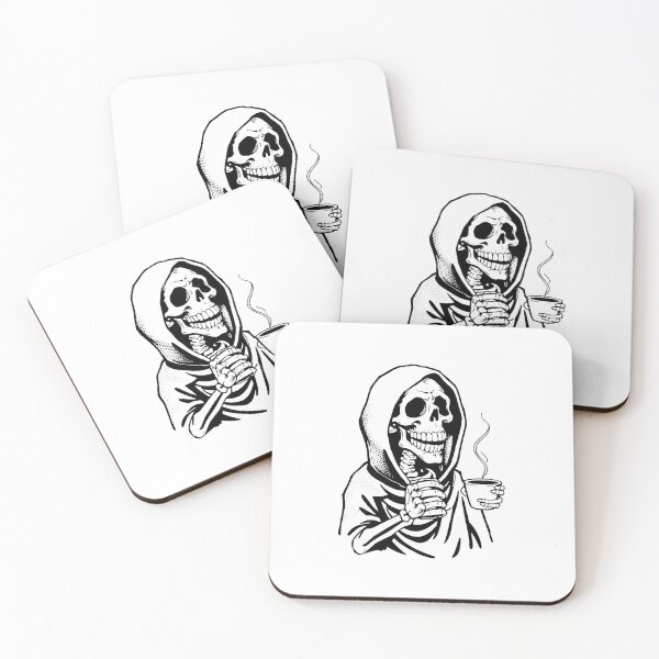 Item preview, Modern Trendy Funny Skeleton Drinking Coffee Caffeine Lover designed and sold by SOUFIANE1991.