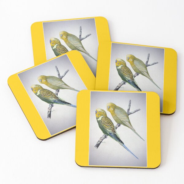 Item preview, Budgerigar Golden Yellow Green Parakeets Parrots Early 20th Century designed and sold by RocketshipRetro.