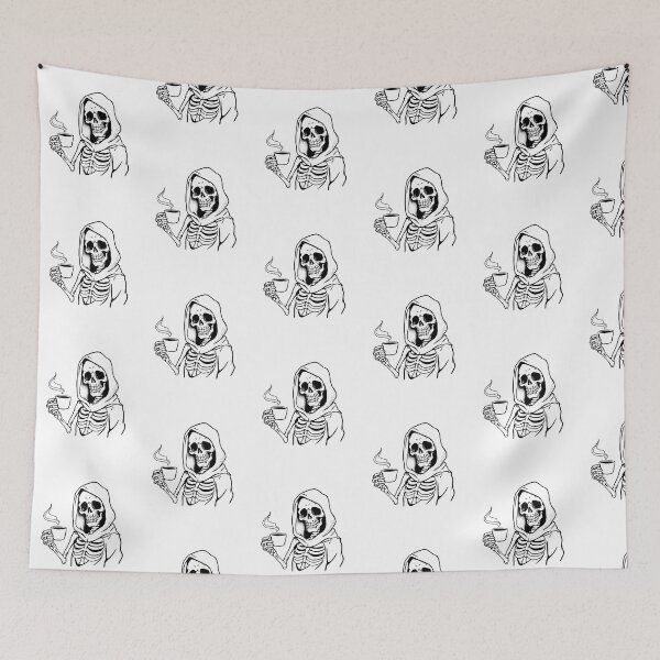 Item preview, Modern Trendy Funny Skeleton Drinking Coffee Caffeine Lover designed and sold by SOUFIANE1991.