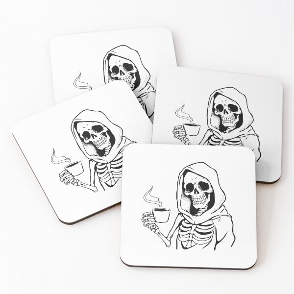 Item preview, Modern Trendy Funny Skeleton Drinking Coffee Caffeine Lover designed and sold by SOUFIANE1991.