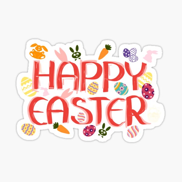 Item preview, Colorful Easter Bunny with Eggs and Carrots Illustration – Happy Easter Design designed and sold by Pandositive.
