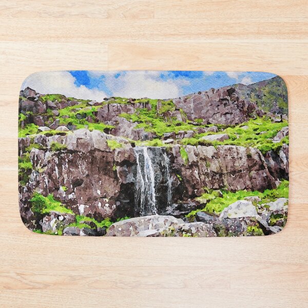 Item preview, Watercolor landscape of Conor Pass waterfall in Dingle Peninsula,Ireland designed and sold by GestaltImagery.