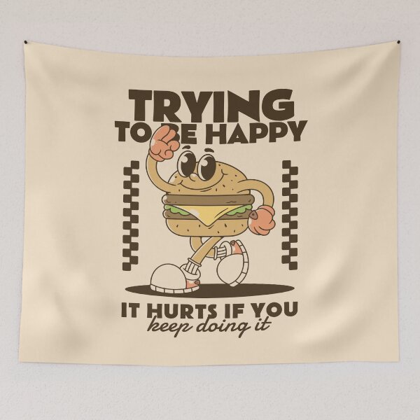 Item preview, Trying to be happy. Burger mascot character designed and sold by adipra.