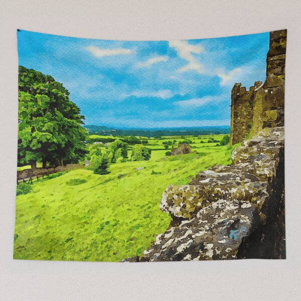 Item preview, Watercolor landscape of Cashel, Ireland with scenic countryside view designed and sold by GestaltImagery.