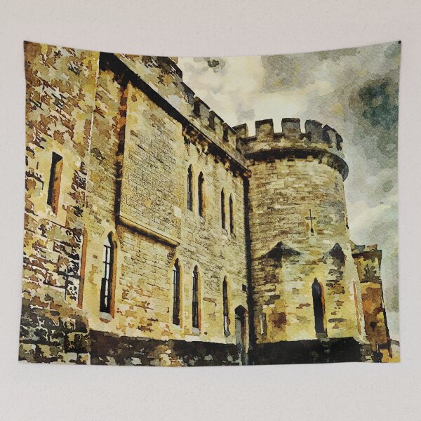Item preview, Watercolor painting of historic castle in the Cotswolds, England designed and sold by GestaltImagery.