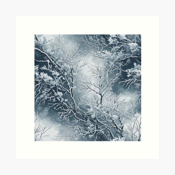 Item preview, snow dusted branches with icy textures designed and sold by Designbes.