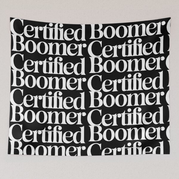 Item preview, B&W Certified Boomer – Retro 3D Typography Design designed and sold by CrownedCanvas.
