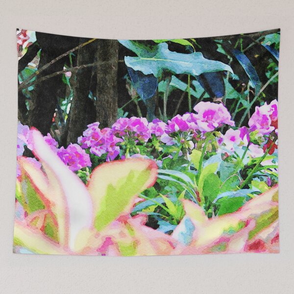 Item preview, Vibrant watercolor illustration of blooming garden flowers designed and sold by GestaltImagery.