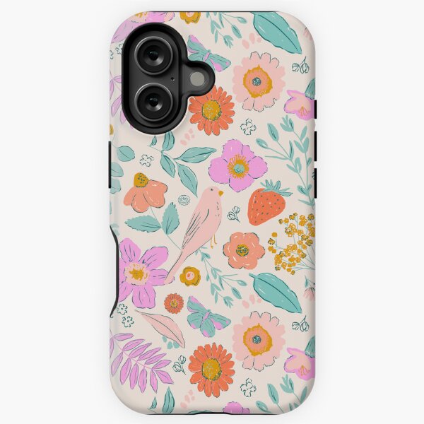 Aperçu de l'œuvre Sweet little Buds - Motif floral et oiseau fantaisiste pour enfants créée et vendue par designsbyjenicagoertz.