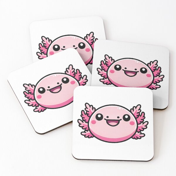 Item preview, Cute Kawaii Round Axolotl Face Smiling Happy designed and sold by RetroPop23.