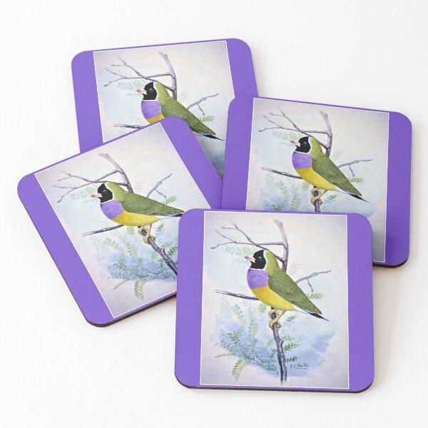 Item preview, Lady Gouldian Finch Yellow Purple Bird Early 20th Century designed and sold by RocketshipRetro.