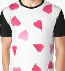 Watercolor red and pink hearts Graphic T-Shirt