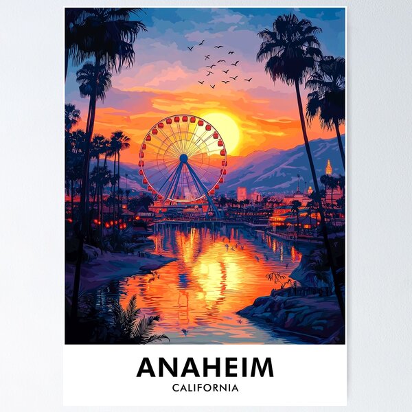 Item preview, Anaheim California Retro Travel Print designed and sold by HomeLivingCo.