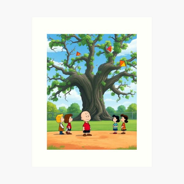 Aperçu de l'œuvre Charlie Brown et le mystère de l'arbre mangeur de cerfs-volants créée et vendue par AuraMotivate.