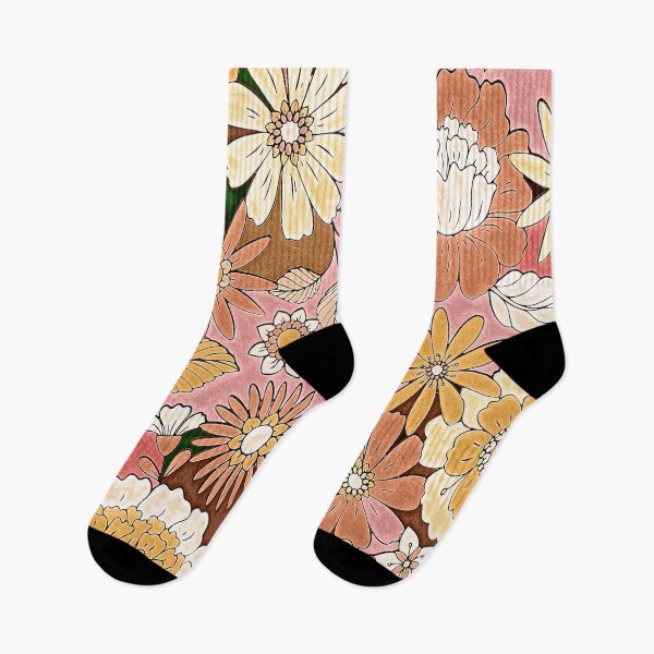 Item preview, Retro Flowers pink designed and sold by Hen-C-Art.