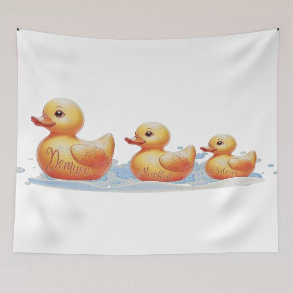 Item preview, yellow rubber ducks Mindful Demure Cutesy designed and sold by Hen-C-Art.