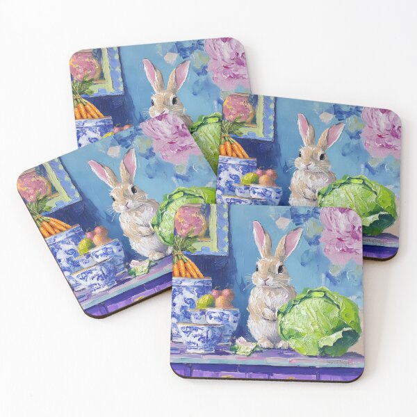 Item preview, Bunny in preppy chinoiserie kitchen designed and sold by SophieClimaArt.