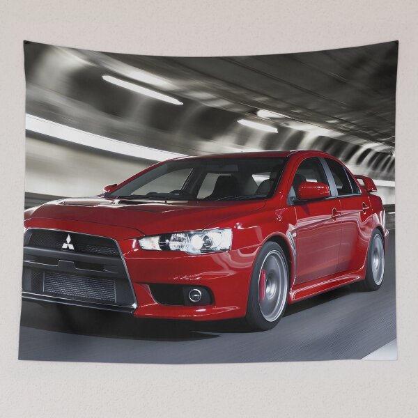 Item preview, Red Mitsubishi Lancer Evo X Poster – High-Quality Print for JDM Enthusiasts II designed and sold by AutoPopStudio.