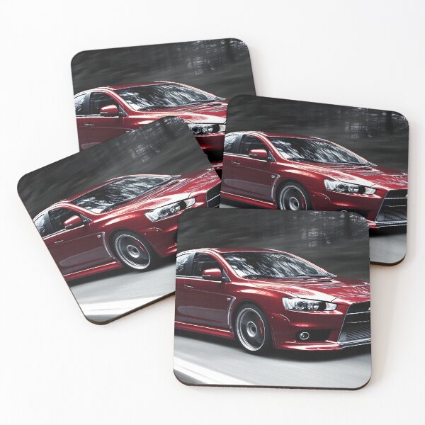 Item preview, Red Mitsubishi Lancer Evo X Poster – High-Quality Print for JDM Enthusiasts III designed and sold by AutoPopStudio.