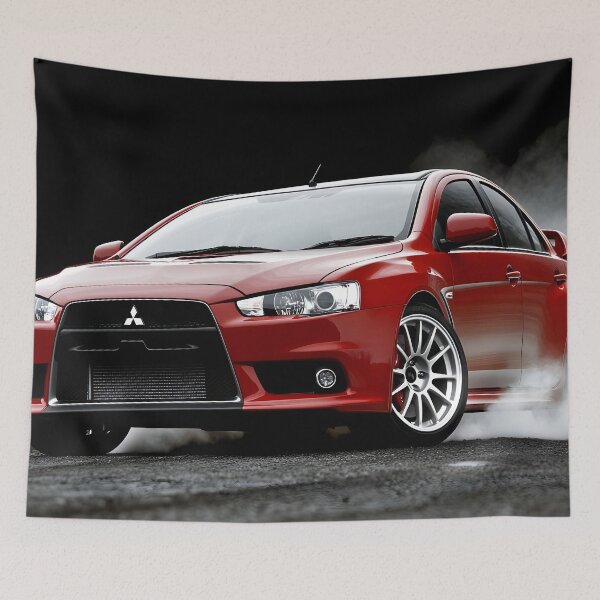 Item preview, Red Mitsubishi Lancer Evo X Poster – High-Quality Print for JDM Enthusiasts IV designed and sold by AutoPopStudio.