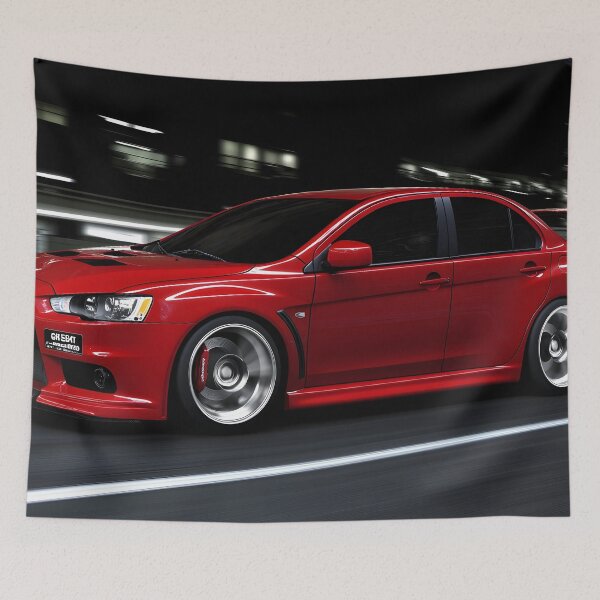 Item preview, Red Mitsubishi Lancer Evo X Poster – High-Quality Print for JDM Enthusiasts V designed and sold by AutoPopStudio.