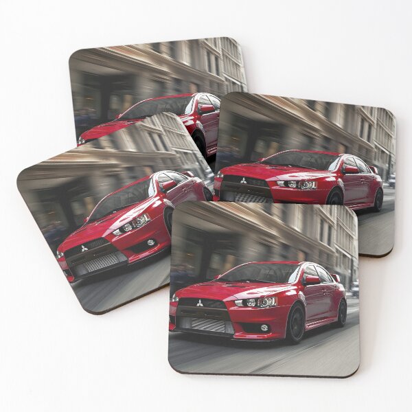 Item preview, Red Mitsubishi Lancer Evo X Poster – High-Quality Print for JDM Enthusiasts VI designed and sold by AutoPopStudio.