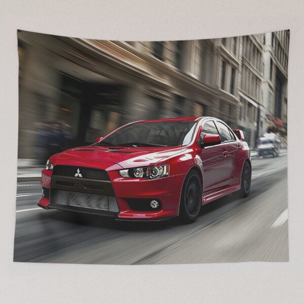 Item preview, Red Mitsubishi Lancer Evo X Poster – High-Quality Print for JDM Enthusiasts VI designed and sold by AutoPopStudio.