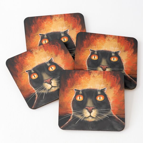 Item preview, Funny meme black cat selfie on the fire background designed and sold by Makitsu Neko.