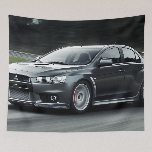Item preview, Gunmetal Grey Mitsubishi Lancer Evo X Poster – Premium JDM Wall Art IV designed and sold by AutoPopStudio.