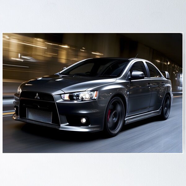 Item preview, Gunmetal Grey Mitsubishi Lancer Evo X Poster – Premium JDM Wall Art V designed and sold by AutoPopStudio.