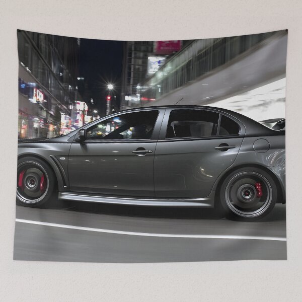 Item preview, Gunmetal Grey Mitsubishi Lancer Evo X Poster – Premium JDM Wall Art VI designed and sold by AutoPopStudio.