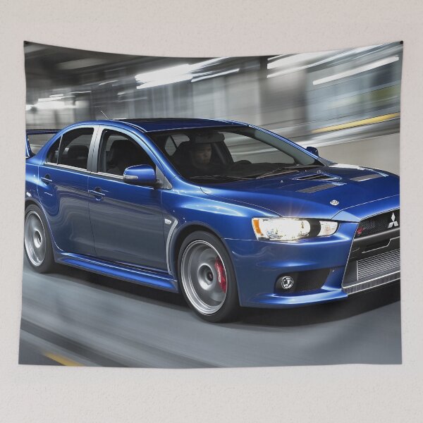 Item preview, Blue Mitsubishi Lancer Evo X Poster – JDM Performance Wall Art designed and sold by AutoPopStudio.