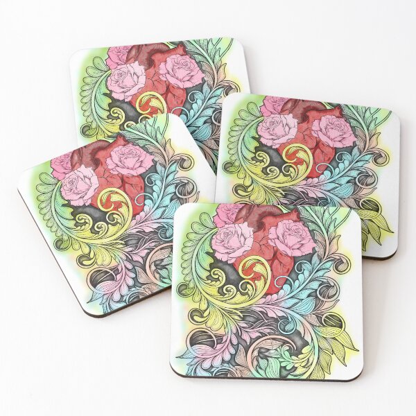 Item preview, Anatomical Heart with Roses – Vibrant Zentangle Floral Art designed and sold by DianaZenArt.
