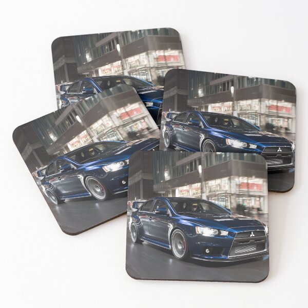 Item preview, Blue Mitsubishi Lancer Evo X Poster – JDM Performance Wall Art III designed and sold by AutoPopStudio.