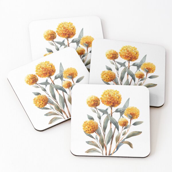 Item preview, Native Australian Flora, Flower, Billy Buttons (Craspedia) designed and sold by PapuruDesigns.