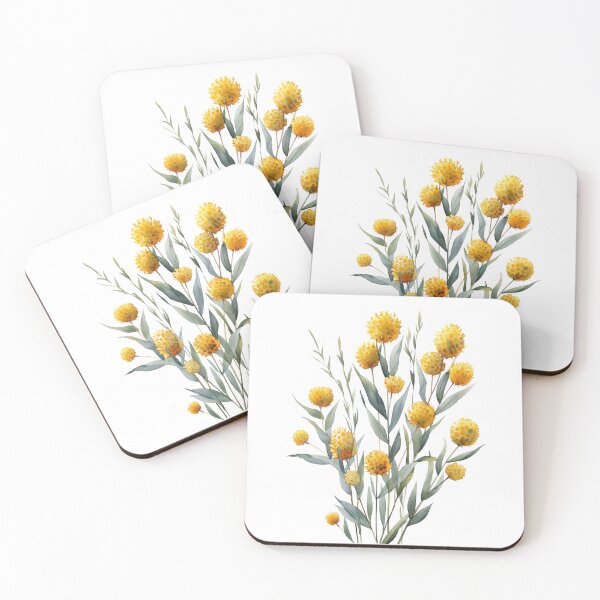 Artikelvorschau, Einheimische australische Flora, Blume, Billy Buttons (Craspedia) entworfen und verkauft von PapuruDesigns.