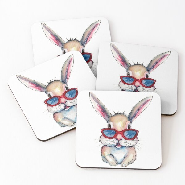 Item preview, Funny Easter Bunny with Sunglasses - Watercolor Illustration designed and sold by KorzenArt.