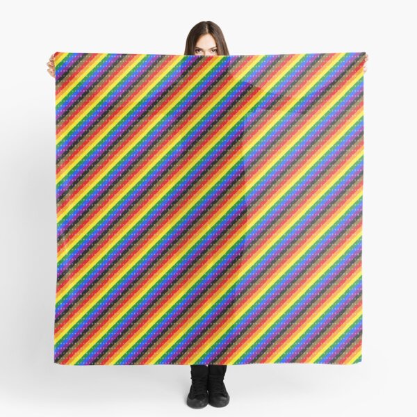 Item preview, IPA scarf - rainbow including black and brown stripes designed and sold by Lingthusiasm.