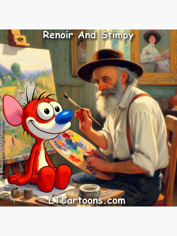 Thumbnail 3 of 3, Sticker, Renoir And Stimpy : A Rick London Graphic designed and sold by ltcartoons.