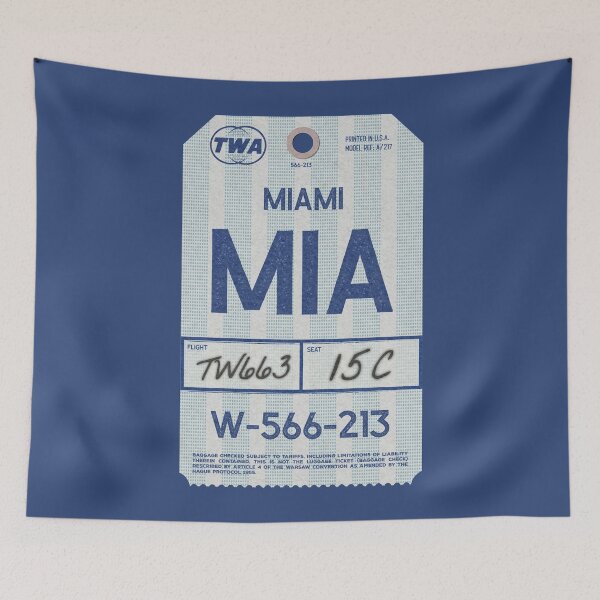 Item preview, Miami TWA retro airline tag designed and sold by LostTravelersLab.
