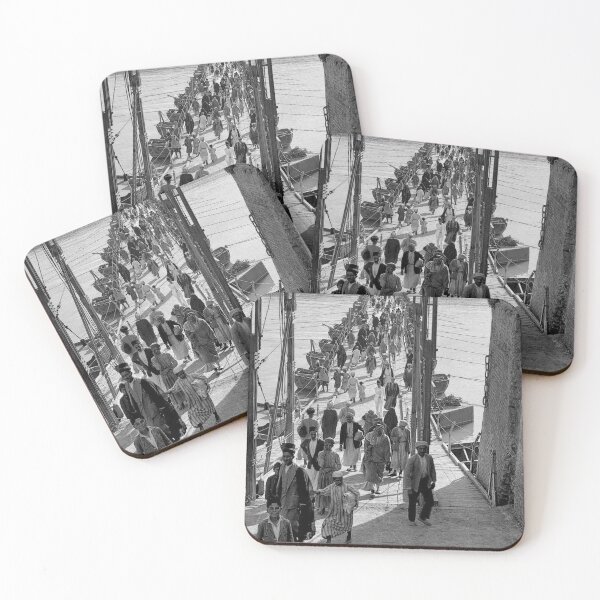 Item preview, Crowds Cross Katah Bridge Tigris River Baghdad Iraq 1932 designed and sold by RocketshipRetro.