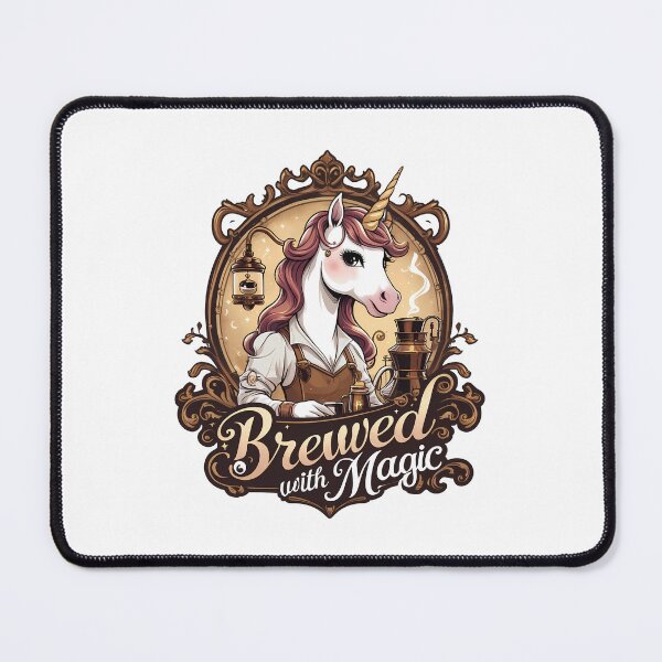 Item preview, Brewed with Magic – Steampunk Unicorn Barista designed and sold by zoughlal.
