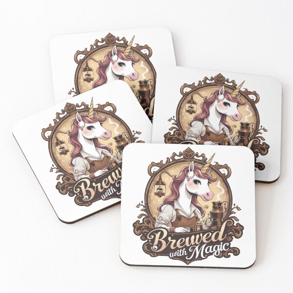Item preview, Brewed with Magic – Steampunk Unicorn Barista designed and sold by zoughlal.