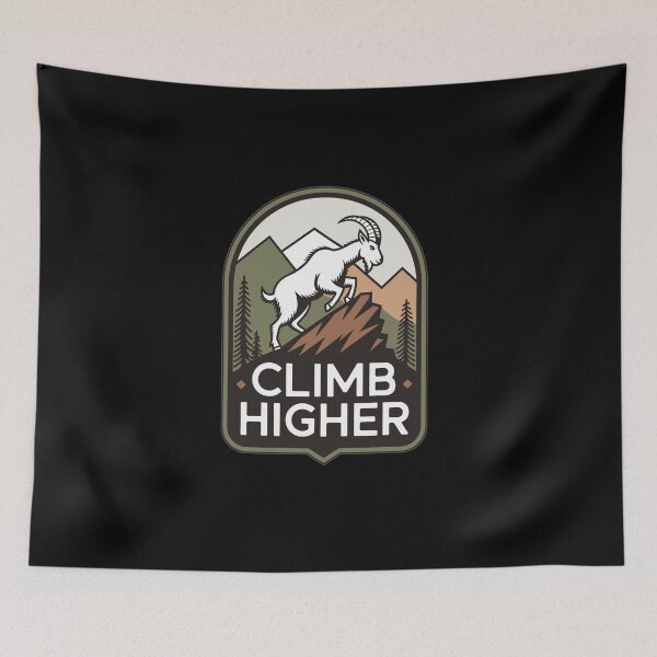 Item preview, Climb Higher - Bergziege Outdoor Motif designed and sold by MrERNST.