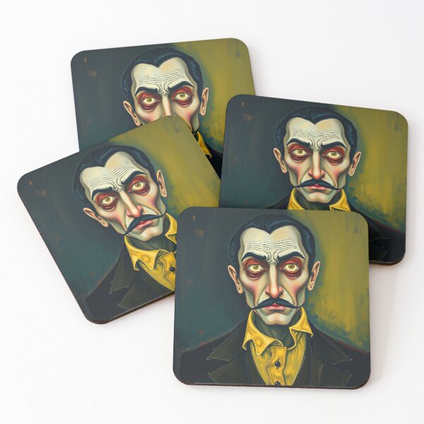 Item preview, Creepy stylized Haunted House  portrait of a old man with a mustache designed and sold by Vintage Designs +.
