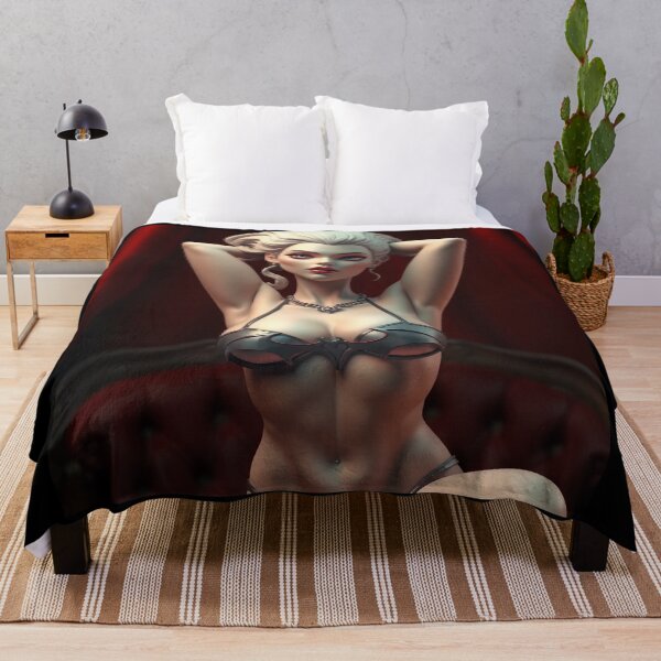 Item preview, A gothic 3D character design depicting a sexy vampire queen, arms behind her head, in a dimly lit red boudoir.  designed and sold by Vintage Designs +.