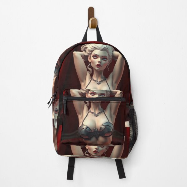 Item preview, A gothic 3D character design depicting a sexy vampire queen, arms behind her head, in a dimly lit red boudoir. designed and sold by Vintage Designs +.