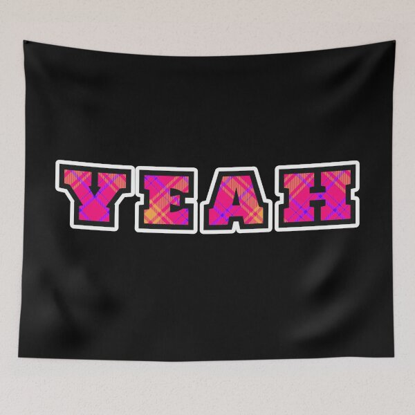 Item preview, yeah, checkered writing, vivid pink yeah designed and sold by silent-violin.